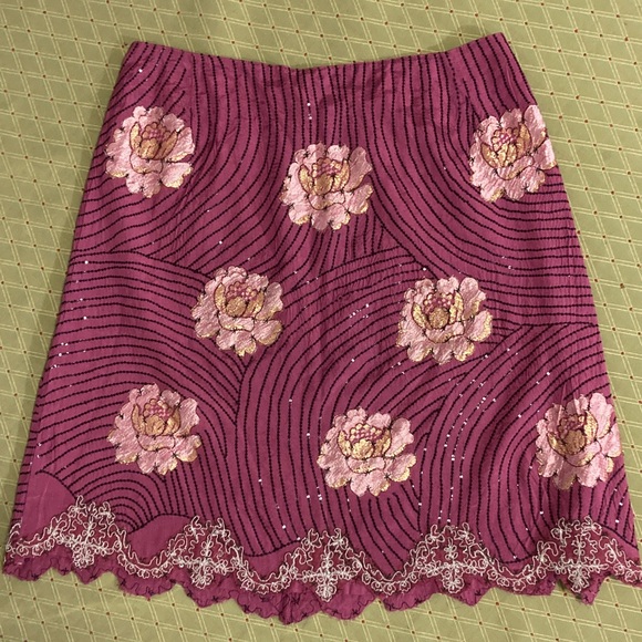 Anthropologie Dresses & Skirts - Y2K Anthropologie Embroidered Sequin Lace Viscose Skirt